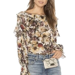 Bailey 44 Once Upon A Time Floral Print Ruffle Top Blouse